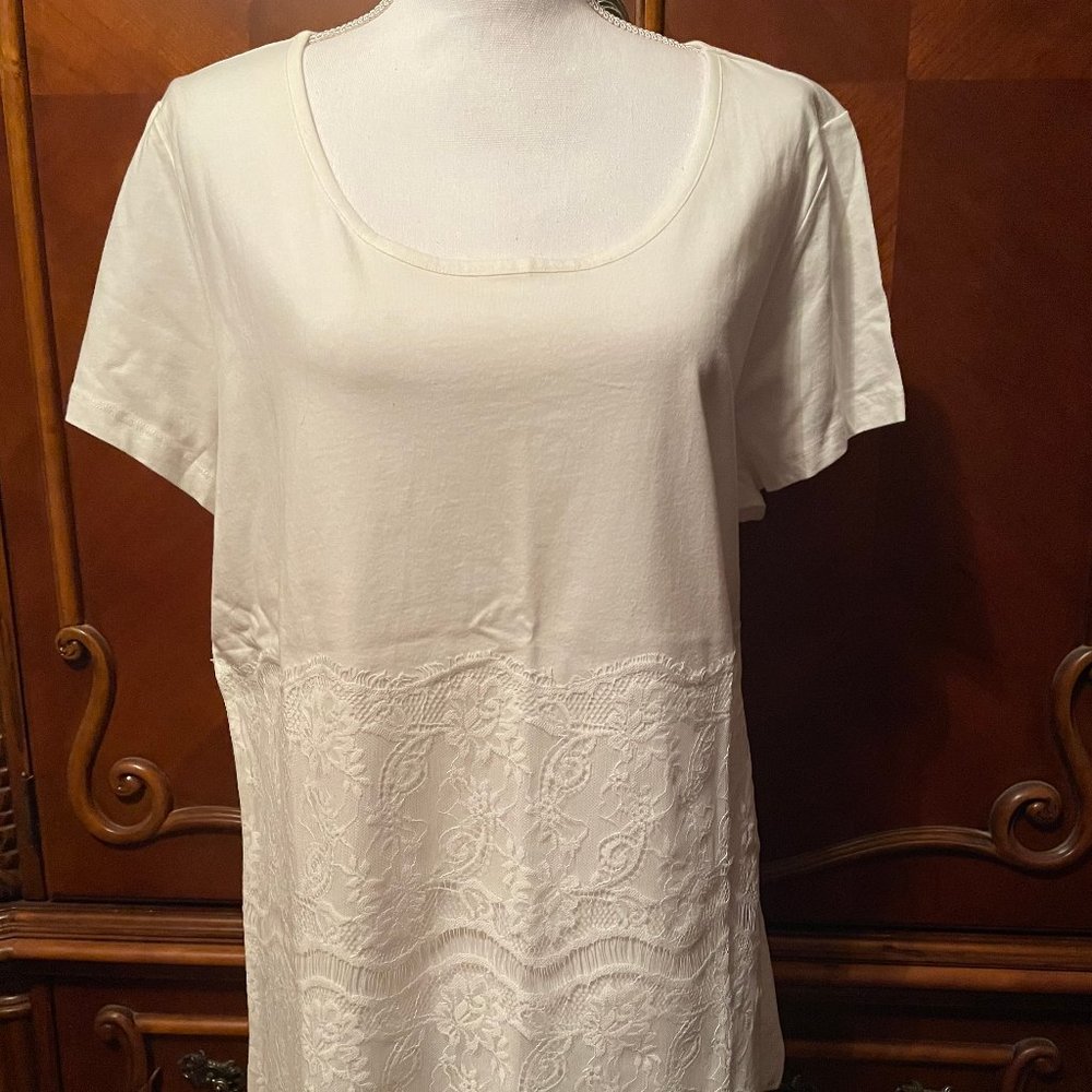 "CreationL" White Lacy Tee Shirt